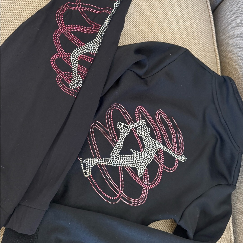 Black Sweatshirt with Rhinestone Design